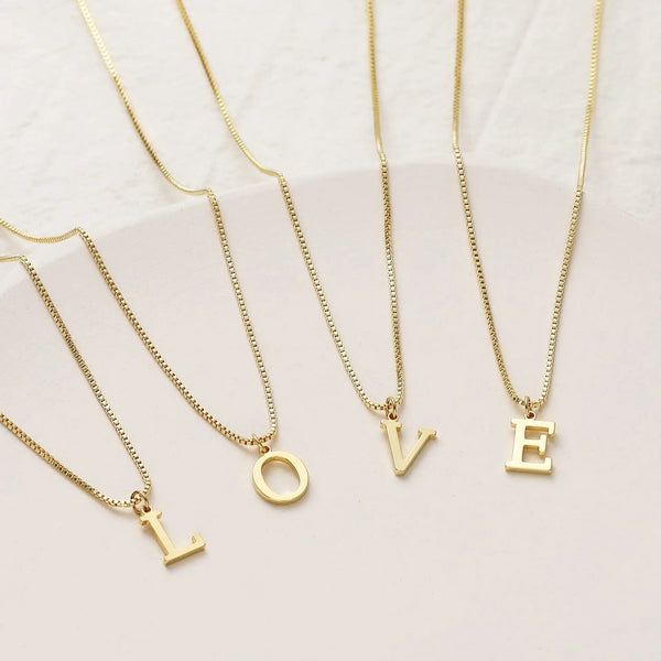 A-Z Initial Necklace 18K Gold Plated Necklace Cute Letter Stainless Steel Necklace for Women