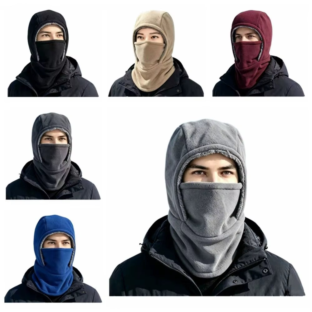 Simple Solid Color Balaclava Cycling Cap Fleece Thermal Warm Hood Hat Neck Warmer Thicken Ski Windproof Cap Women