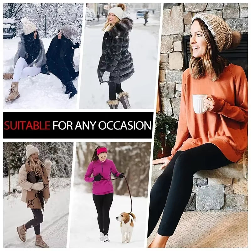 Women Winter Thermal Warm Thick Pantyhose Fluff Lined Stretch Slim Leggings Pants