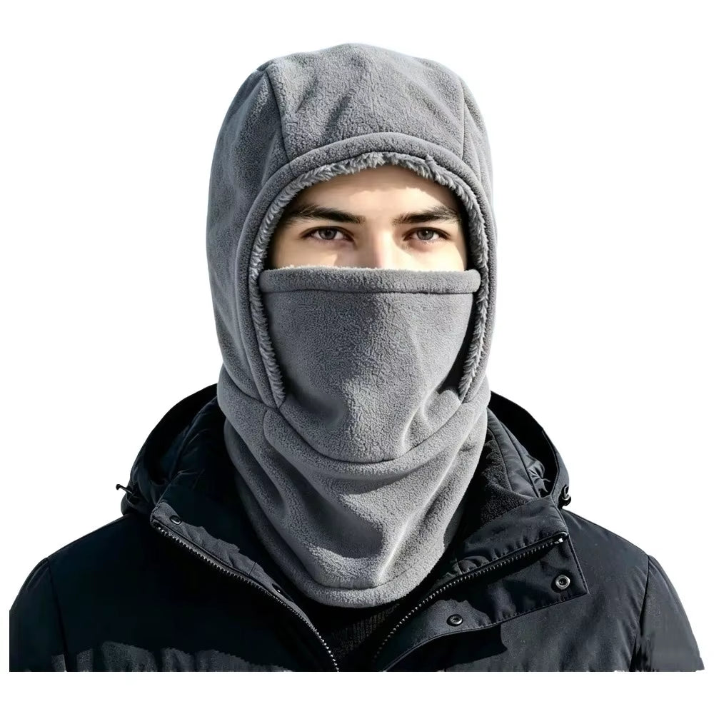 Simple Solid Color Balaclava Cycling Cap Fleece Thermal Warm Hood Hat Neck Warmer Thicken Ski Windproof Cap Women