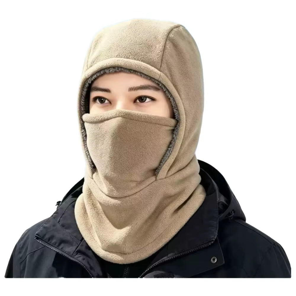 Simple Solid Color Balaclava Cycling Cap Fleece Thermal Warm Hood Hat Neck Warmer Thicken Ski Windproof Cap Women