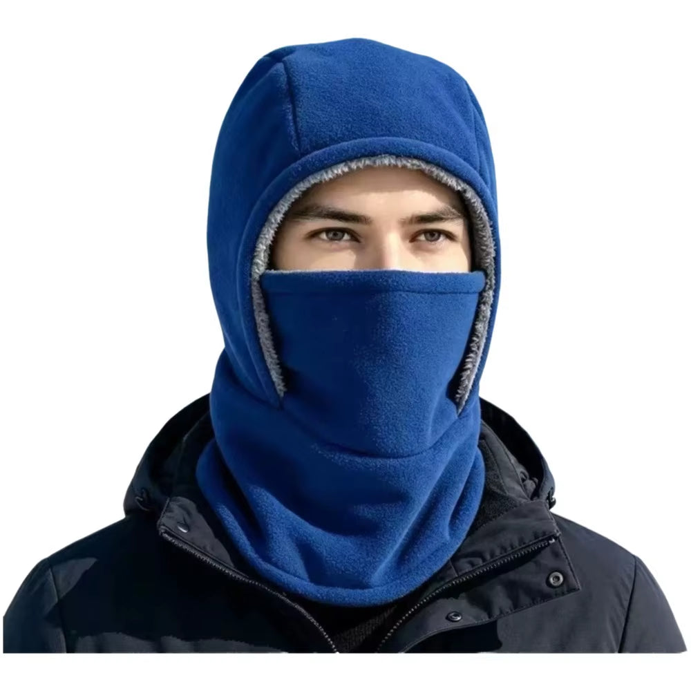Simple Solid Color Balaclava Cycling Cap Fleece Thermal Warm Hood Hat Neck Warmer Thicken Ski Windproof Cap Women