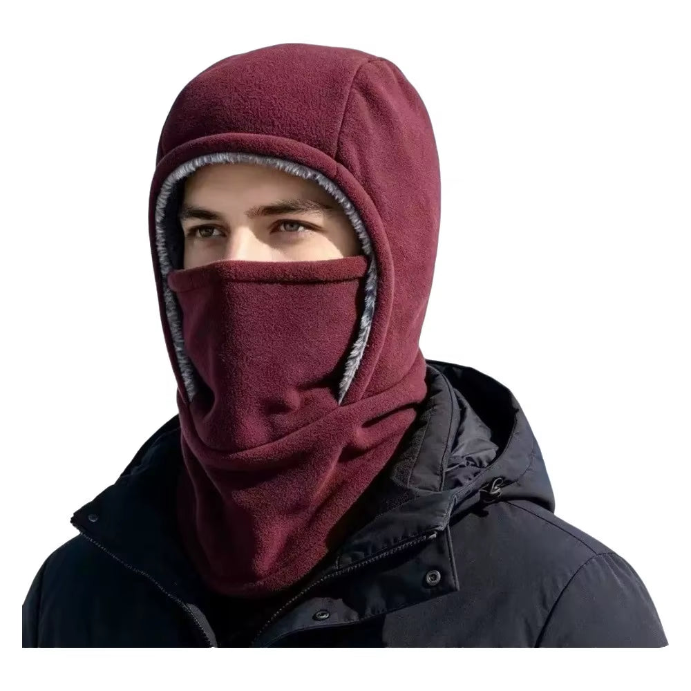 Simple Solid Color Balaclava Cycling Cap Fleece Thermal Warm Hood Hat Neck Warmer Thicken Ski Windproof Cap Women
