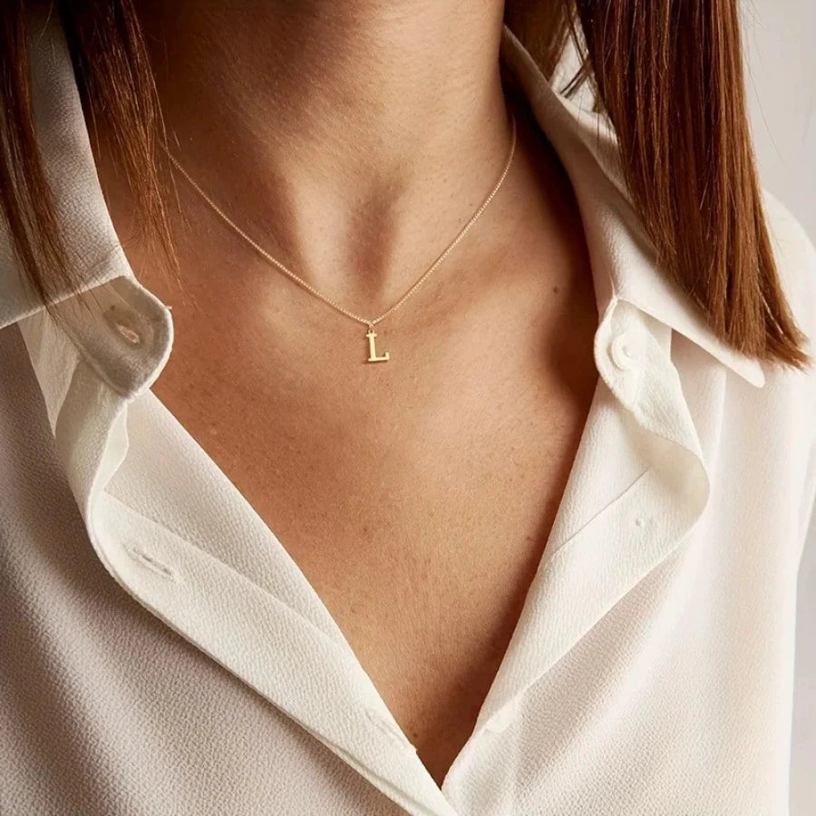 A-Z Initial Necklace 18K Gold Plated Necklace Cute Letter Stainless Steel Necklace for Women