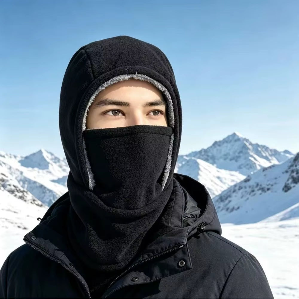 Simple Solid Color Balaclava Cycling Cap Fleece Thermal Warm Hood Hat Neck Warmer Thicken Ski Windproof Cap Women