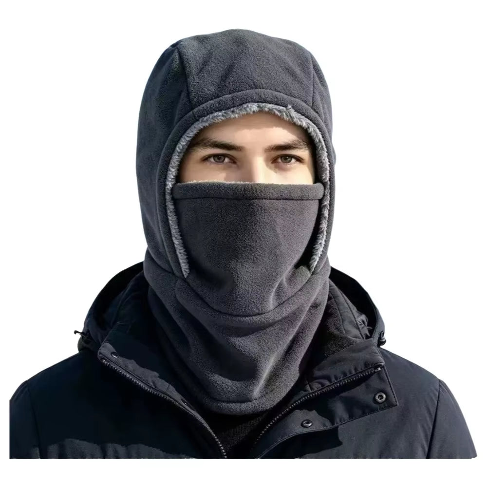 Simple Solid Color Balaclava Cycling Cap Fleece Thermal Warm Hood Hat Neck Warmer Thicken Ski Windproof Cap Women