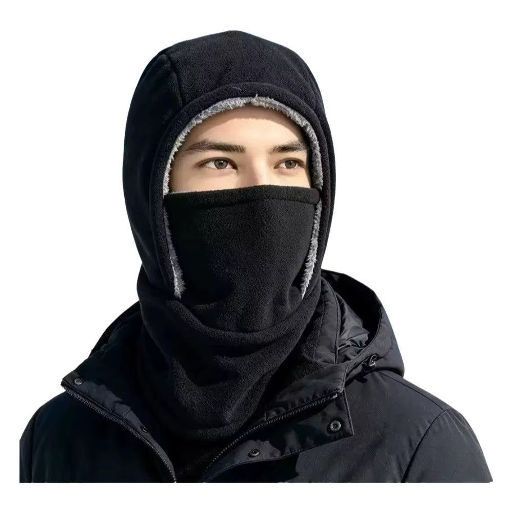 Simple Solid Color Balaclava Cycling Cap Fleece Thermal Warm Hood Hat Neck Warmer Thicken Ski Windproof Cap Women