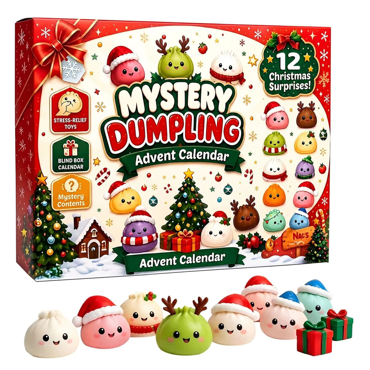 Christmas Squishies Advent Calendar 2026 24 Days Countdown Dumpling Squishy Toys Slow Rising Squeeze Fidget Sensory Decor Gift