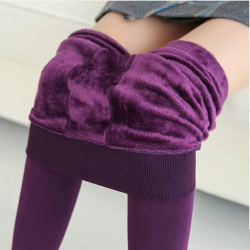 Women Winter Thermal Warm Thick Pantyhose Fluff Lined Stretch Slim Leggings Pants
