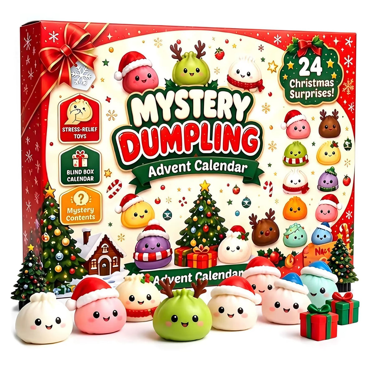 Christmas Squishies Advent Calendar 2026 24 Days Countdown Dumpling Squishy Toys Slow Rising Squeeze Fidget Sensory Decor Gift