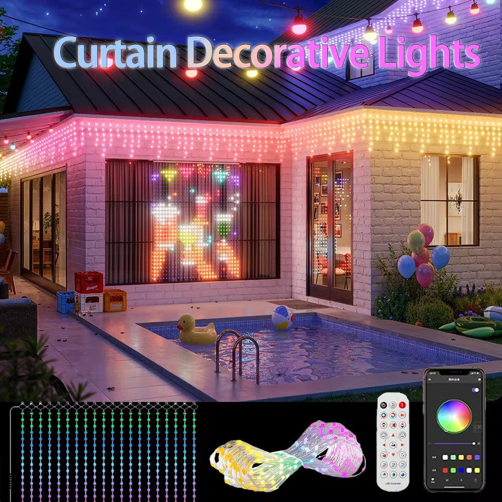 Smart LED Curtain Lights-App-Controled RGB